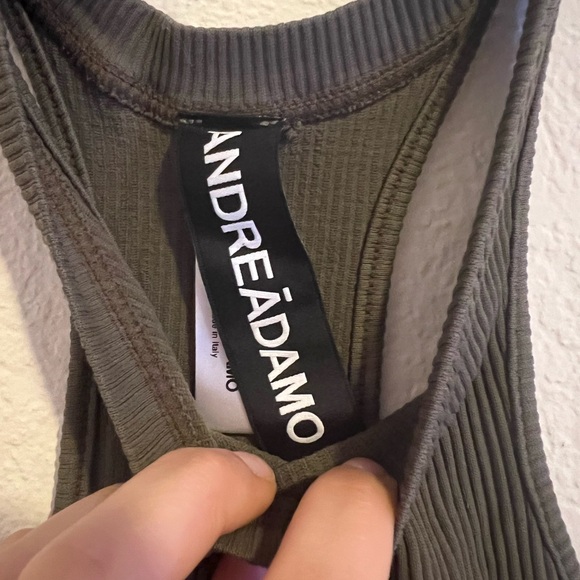 Sleeveless Olive Green Ribbed Dress - Picture 2 of 4